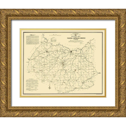 Prince Edward County Virginia - Jacob 1879 Gold Ornate Wood Framed Art Print with Double Matting by Jacob