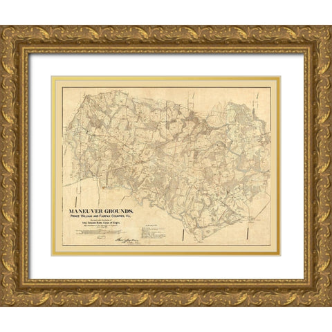 Prince William County Virginia - Burr 1904 Gold Ornate Wood Framed Art Print with Double Matting by Burr