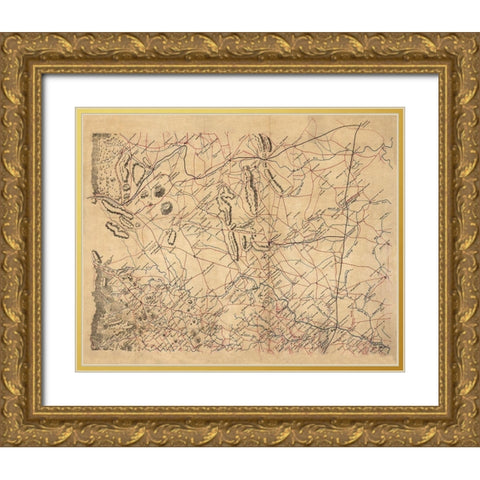 Rappahannock County Virginia - 1860 Gold Ornate Wood Framed Art Print with Double Matting by Unknown