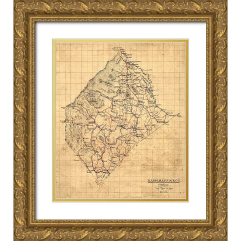 Rappahannock County Virginia - 1863 Gold Ornate Wood Framed Art Print with Double Matting by Unknown