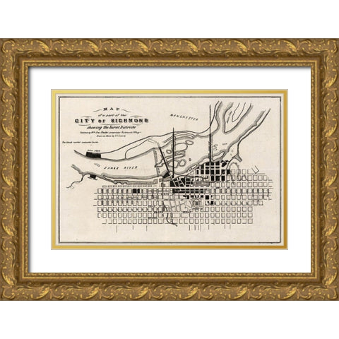 Richmond Virginia - Ludwig 1865 Gold Ornate Wood Framed Art Print with Double Matting by Ludwig