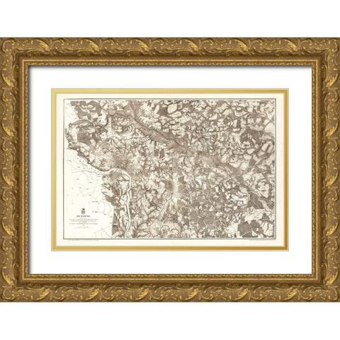 Richmond Virginia - Humphreys 1867 Gold Ornate Wood Framed Art Print with Double Matting by Humphreys