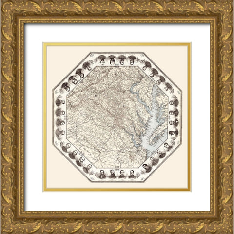 Virginia - 1860 Gold Ornate Wood Framed Art Print with Double Matting by Unknown