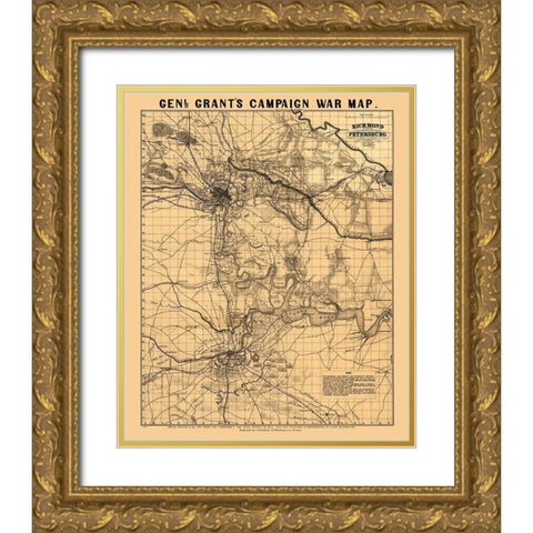Richmond County Virginia - Bufford 1864 Gold Ornate Wood Framed Art Print with Double Matting by Bufford