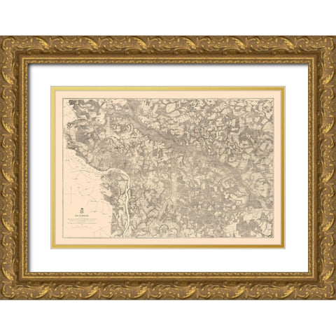 Richmond County Virginia - Michie 1867 Gold Ornate Wood Framed Art Print with Double Matting by Michie