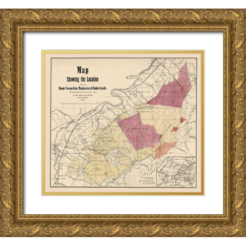 Rockingham County Virginia - Hotchkiss1888 Gold Ornate Wood Framed Art Print with Double Matting by Hotchkiss