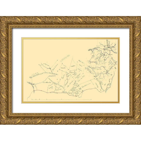 Roanoke Virginia - 1880 Gold Ornate Wood Framed Art Print with Double Matting by Unknown