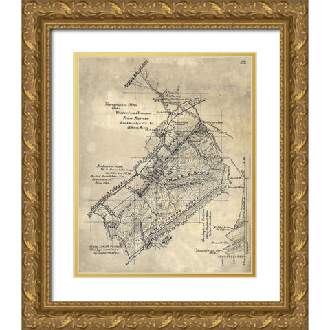 Rockbridge County Virginia - Hotchkiss 1882 Gold Ornate Wood Framed Art Print with Double Matting by Hotchkiss
