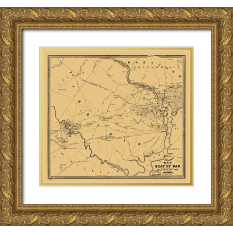 Seat of War Virginia - Corbett 1861 Gold Ornate Wood Framed Art Print with Double Matting by Corbett