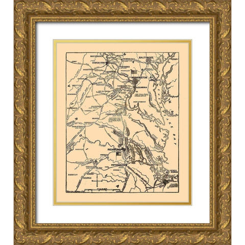 Seat of War Virginia 1861 Gold Ornate Wood Framed Art Print with Double Matting by Unknown