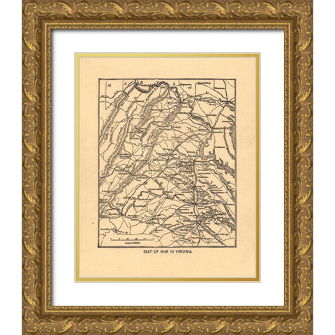 Seat of War Virginia 1865 Gold Ornate Wood Framed Art Print with Double Matting by Unknown