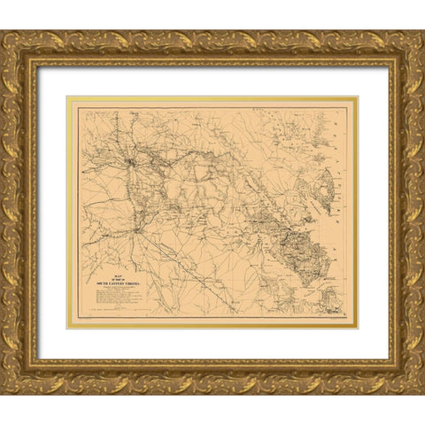 South Eastern Virginia - Cooke 1862 Gold Ornate Wood Framed Art Print with Double Matting by Cooke