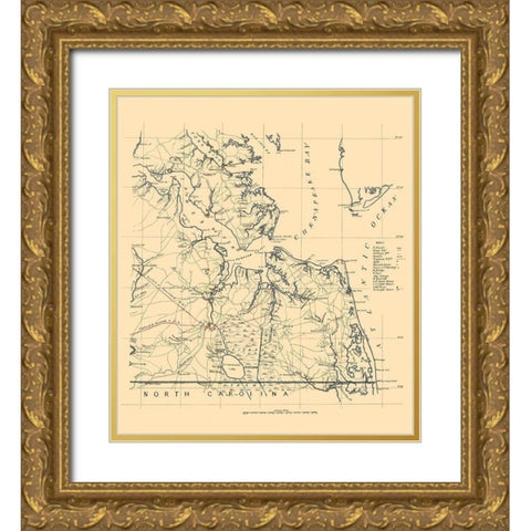 Southeastern Virginia 1862 Gold Ornate Wood Framed Art Print with Double Matting by Unknown