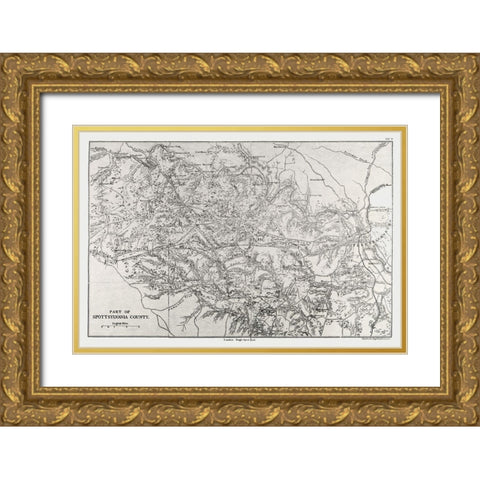 Spotsylvania County Virginia - Stanford 1860 Gold Ornate Wood Framed Art Print with Double Matting by Stanford