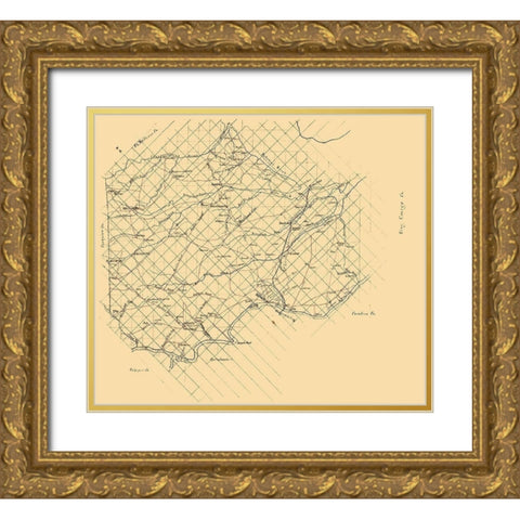 Stafford County Virginia - 1860 Gold Ornate Wood Framed Art Print with Double Matting by Unknown