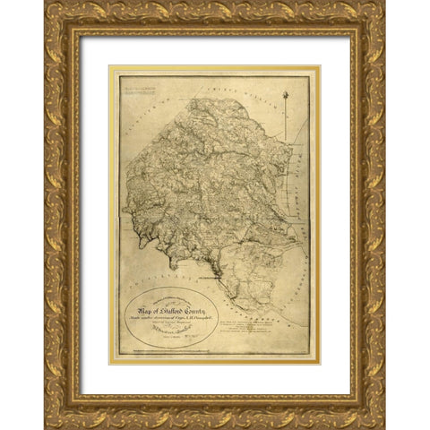 Stafford County Virginia - Campbell 1864 Gold Ornate Wood Framed Art Print with Double Matting by Campbell