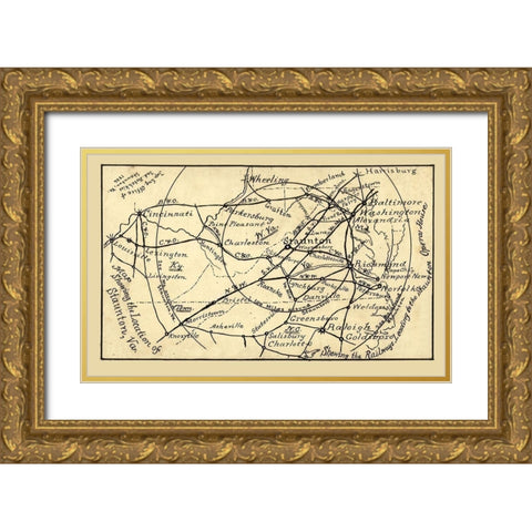 Virginia - Hotchkiss 1886 Gold Ornate Wood Framed Art Print with Double Matting by Hotchkiss