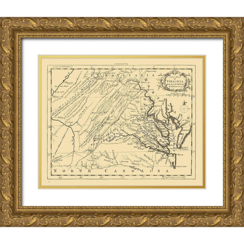 Virginia - 1761 Gold Ornate Wood Framed Art Print with Double Matting by Kitchin