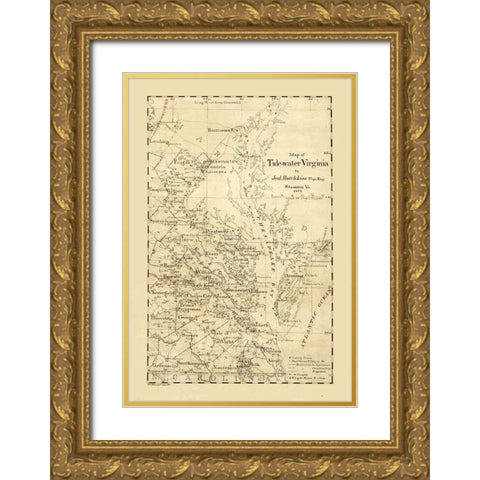 Virginia Tidewaters - Hotchkiss 1873 Gold Ornate Wood Framed Art Print with Double Matting by Hotchkiss