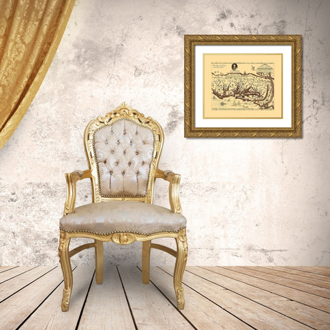 Virginia - Sir Francis Drakes - Hills Gold Ornate Wood Framed Art Print with Double Matting by Hills