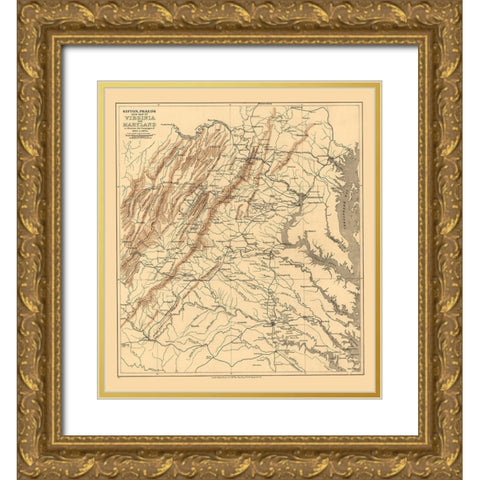 Virginia Maryland - Sifton 1912 Gold Ornate Wood Framed Art Print with Double Matting by Sifton