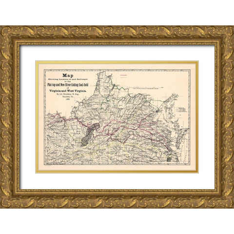 Virginia West Virginia - Hotchkiss 1888 Gold Ornate Wood Framed Art Print with Double Matting by Hotchkiss