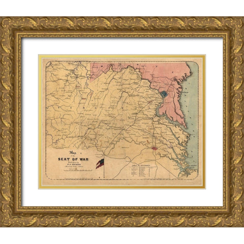 Virginia Maryland - Grant 1861 Gold Ornate Wood Framed Art Print with Double Matting by Grant