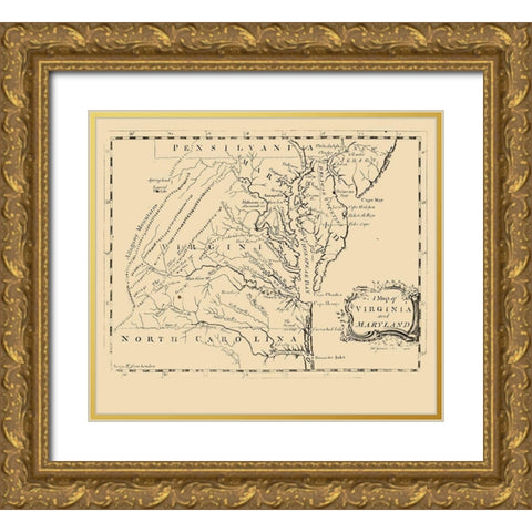 Virginia Maryland - Gavin 1767 Gold Ornate Wood Framed Art Print with Double Matting by Gavin