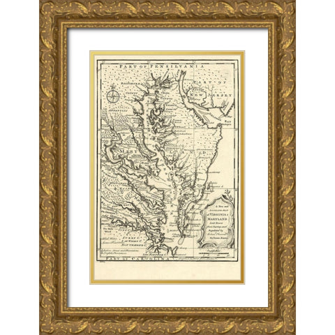 Virginia Maryland - Bowen 1752 Gold Ornate Wood Framed Art Print with Double Matting by Bowen