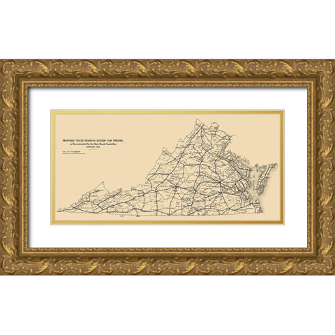 Virginia - 1918 Gold Ornate Wood Framed Art Print with Double Matting by Unknown