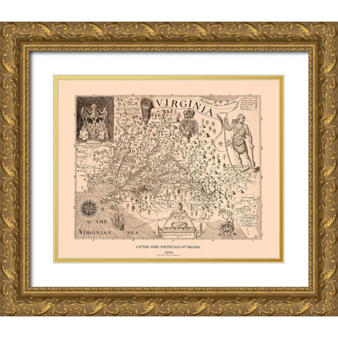 Virginia - 1900 Gold Ornate Wood Framed Art Print with Double Matting by Unknown