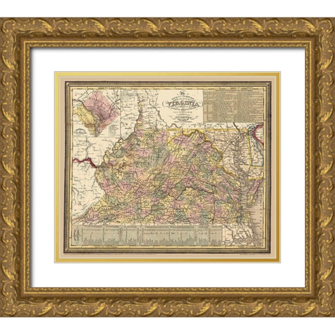 Virginia - Cowperthwait 1853 Gold Ornate Wood Framed Art Print with Double Matting by Cowperthwait