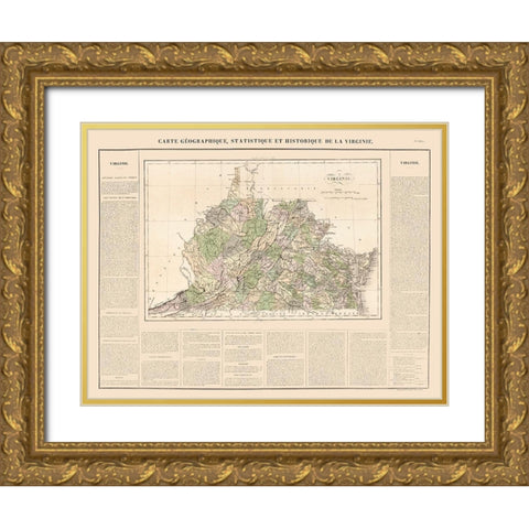 Virginia - 1825 Gold Ornate Wood Framed Art Print with Double Matting by Unknown
