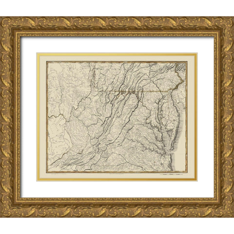 Virginia - Flowman 1814 Gold Ornate Wood Framed Art Print with Double Matting by Flowman