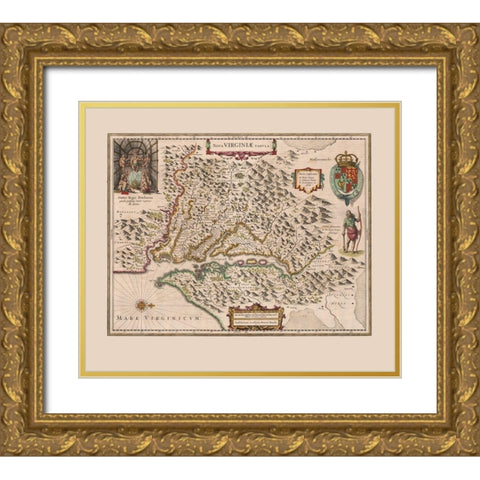 Virginia - 1644 Gold Ornate Wood Framed Art Print with Double Matting by Unknown