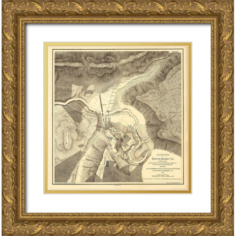Waynesboro Virginia - Holland 1865 Gold Ornate Wood Framed Art Print with Double Matting by Holland