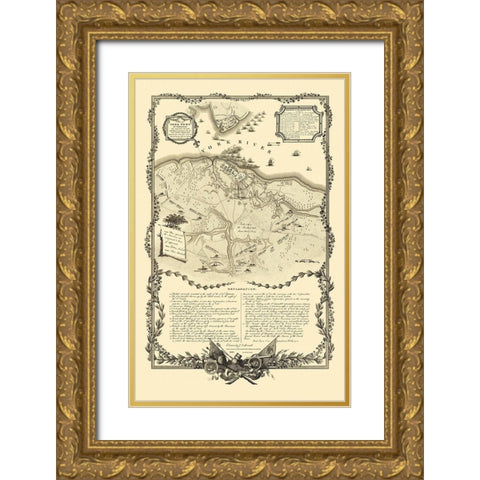 Yorktown Virginia - Tanner 1825 Gold Ornate Wood Framed Art Print with Double Matting by Tanner