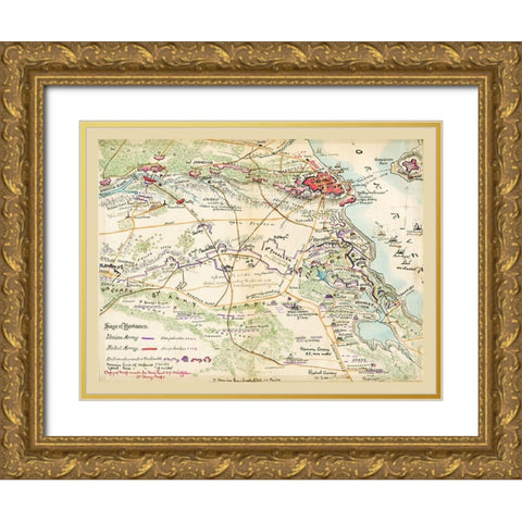 Yorktown Virginia - Heinitzelman 1862 Gold Ornate Wood Framed Art Print with Double Matting by Heinitzelman