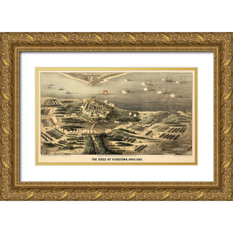 Yorktown Virginia - Worest 1862 Gold Ornate Wood Framed Art Print with Double Matting by Worest
