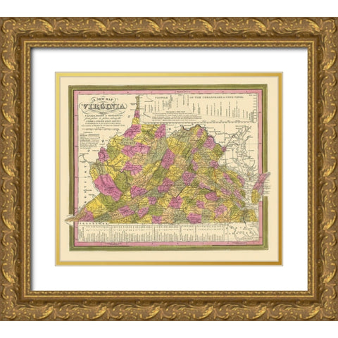 Virginia - Mitchell 1846 Gold Ornate Wood Framed Art Print with Double Matting by Mitchell