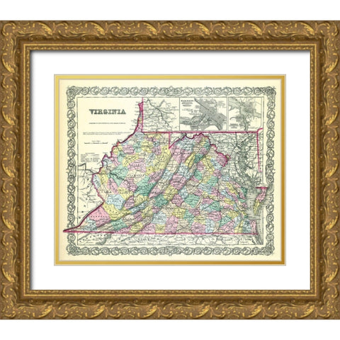 Virginia - Colton 1856 Gold Ornate Wood Framed Art Print with Double Matting by Colton