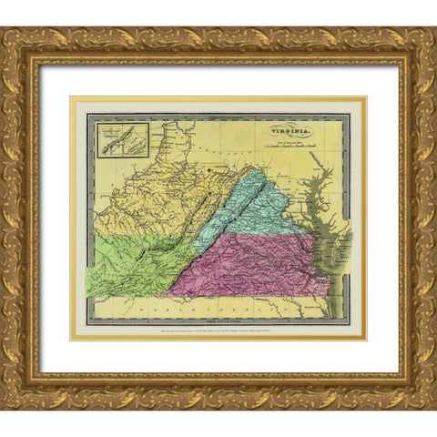 Virginia - Burr 1834 Gold Ornate Wood Framed Art Print with Double Matting by Burr