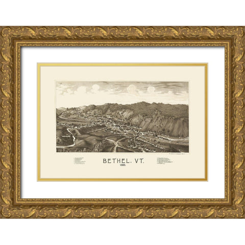 Bethel Vermont - Burleigh 1886 Gold Ornate Wood Framed Art Print with Double Matting by Burleigh