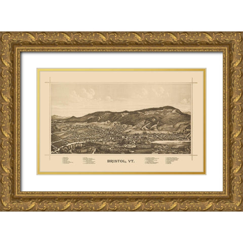 Bristol Vermont - Norris 1889 Gold Ornate Wood Framed Art Print with Double Matting by Norris