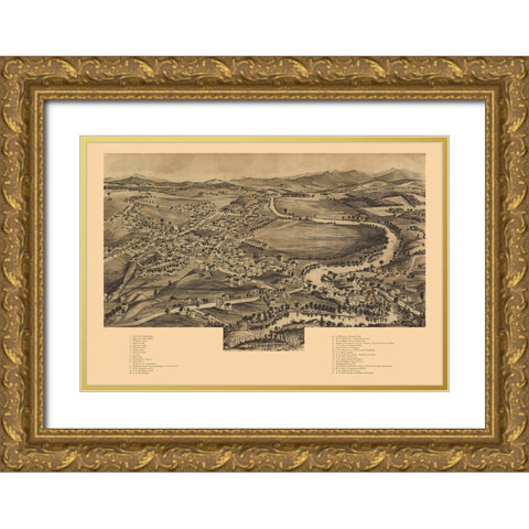 Enosburg Falls Vermont - Norris 1892 Gold Ornate Wood Framed Art Print with Double Matting by Norris