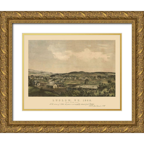 Ludlow Vermont - Moore 1859 Gold Ornate Wood Framed Art Print with Double Matting by Moore