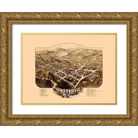 Lyndonville Vermont - Norris 1884 Gold Ornate Wood Framed Art Print with Double Matting by Norris