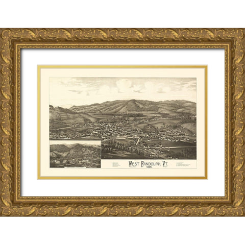 West Randolph Vermont - Burleigh 1886 Gold Ornate Wood Framed Art Print with Double Matting by Burleigh