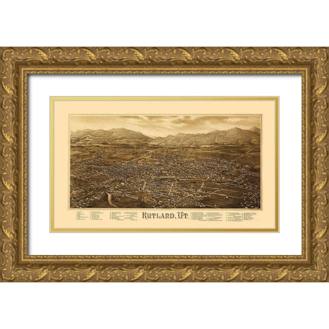 Rutland Vermont - Burleigh 1885 Gold Ornate Wood Framed Art Print with Double Matting by Burleigh