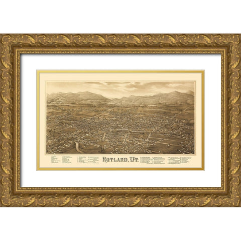 Rutland Vermont - Burleigh 1885 Gold Ornate Wood Framed Art Print with Double Matting by Burleigh
